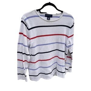 Charter Club Sweater Women’s LARGE Stripe Supima 100% Cotton Top – Breathable